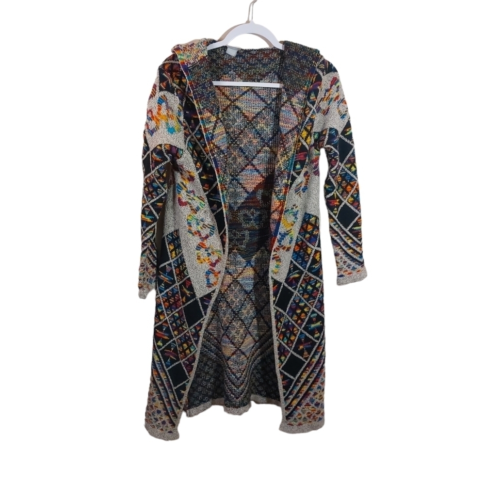 Northern Angel Ladies Long Sleeve Rainbow Hooded Cardigan Duster- size XS-S - Picture 2 of 5